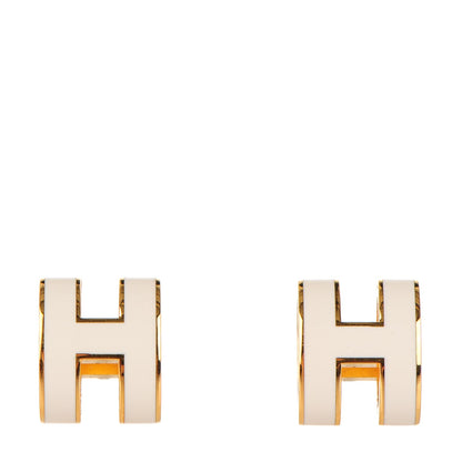 Hermes Gold Lacquered Pop H Earrings White 1 of 4