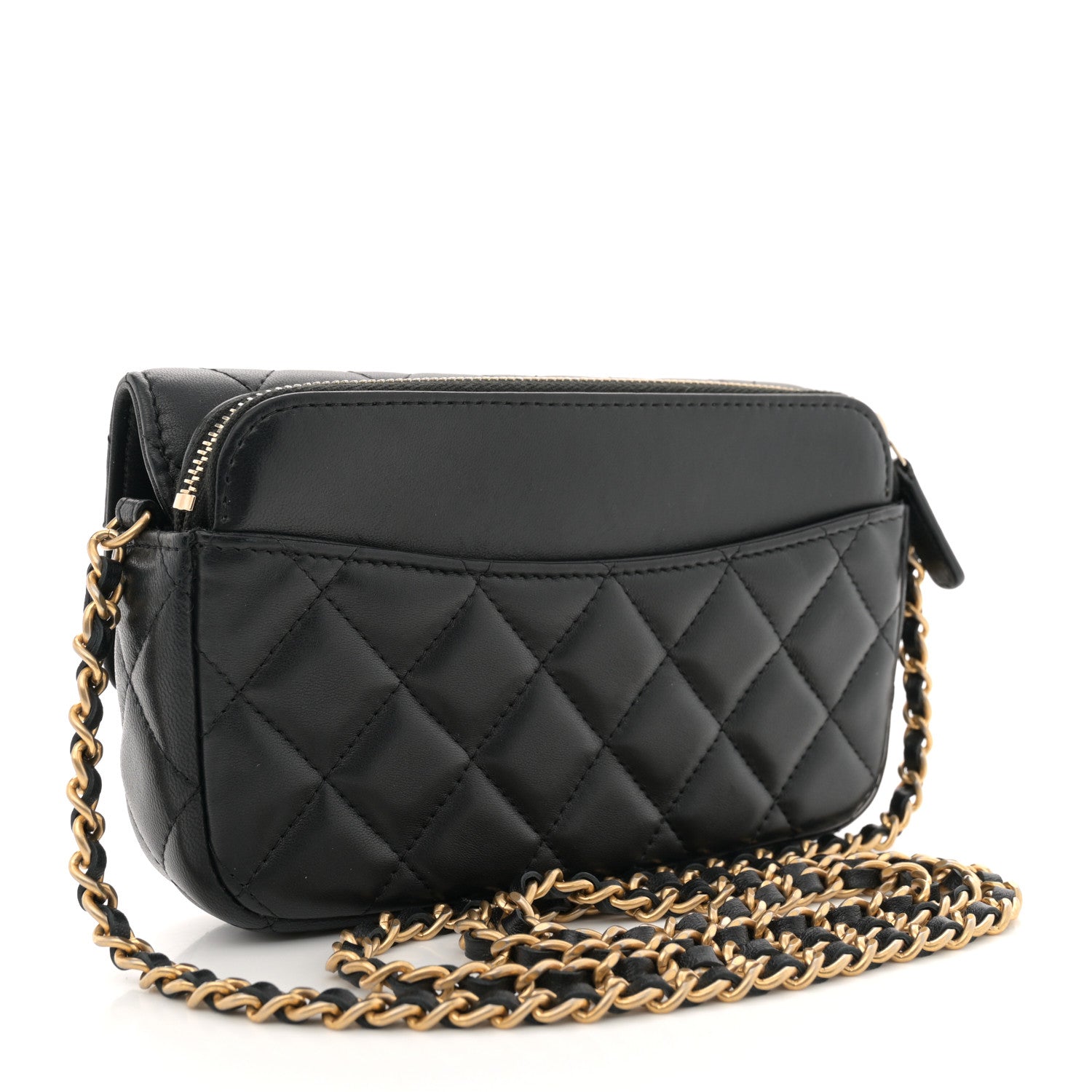 Chanel Lambskin Quilted Charm Flap Phone Holder With Chain Black 3 of 13