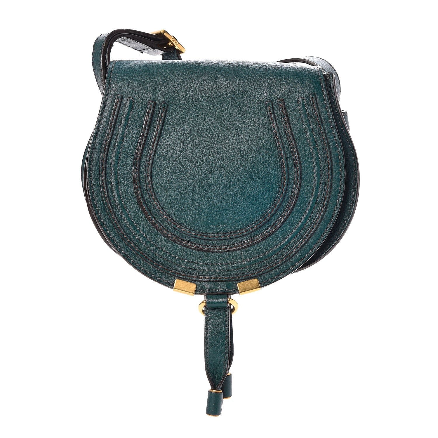 Chloe Calfskin Mini Marcie Round Crossbody Bag Teal 1 of 6