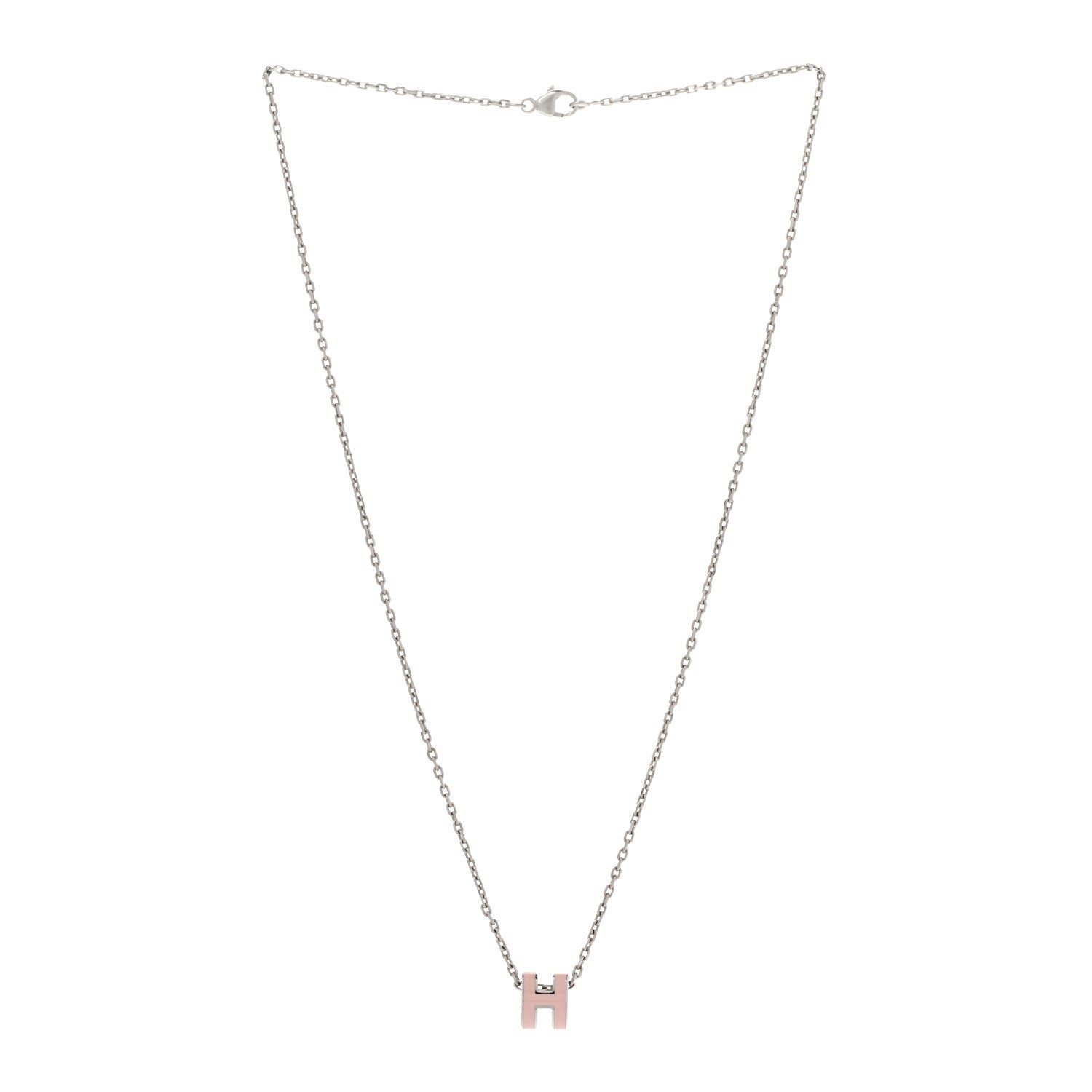 Hermes Palladium Mini Pop H Pendant Necklace Rose Dragee 3 of 8