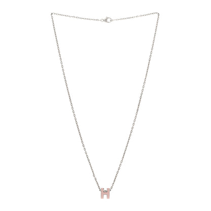 Hermes Palladium Mini Pop H Pendant Necklace Rose Dragee 3 of 8