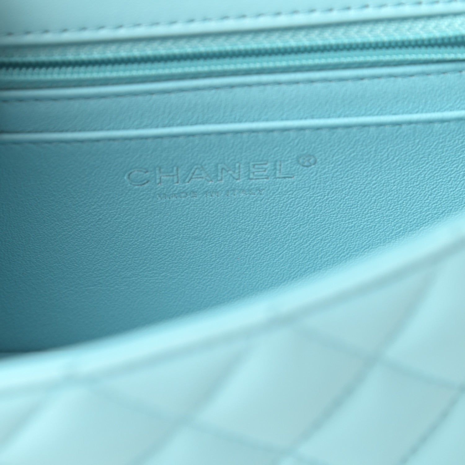 Chanel Lambskin Quilted Mini Rectangular Flap Neon Blue 8 of 12