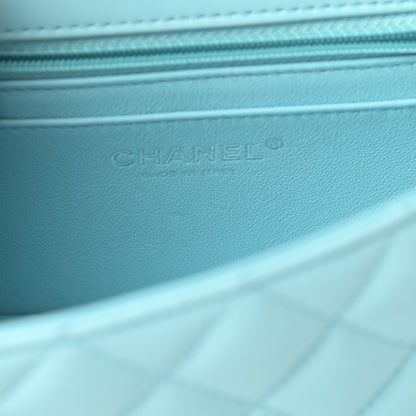 Chanel Lambskin Quilted Mini Rectangular Flap Neon Blue 8 of 12