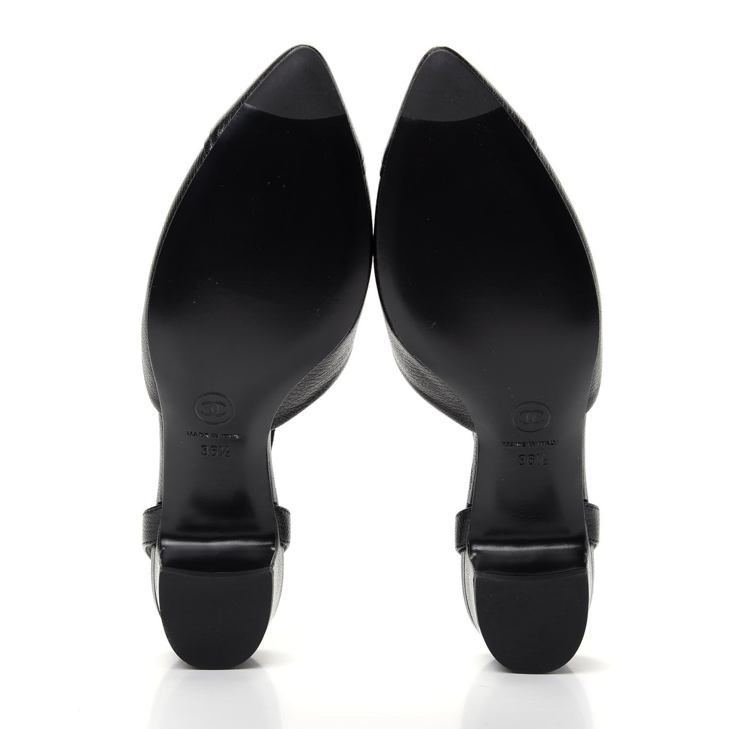 Goatskin Cap Toe CC Slingback Pumps 36.5 Black