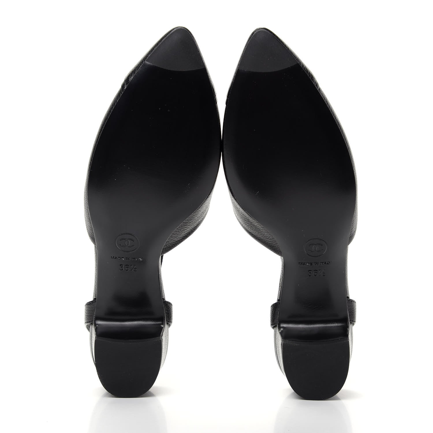 Chanel Goatskin Cap Toe CC Slingback Pumps 36.5 Black 6 of 11