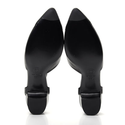 Chanel Goatskin Cap Toe CC Slingback Pumps 36.5 Black 6 of 11