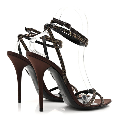 Saint Laurent Satin Crystal Ava 105 Sandals 37 Amaranth 4 of 11