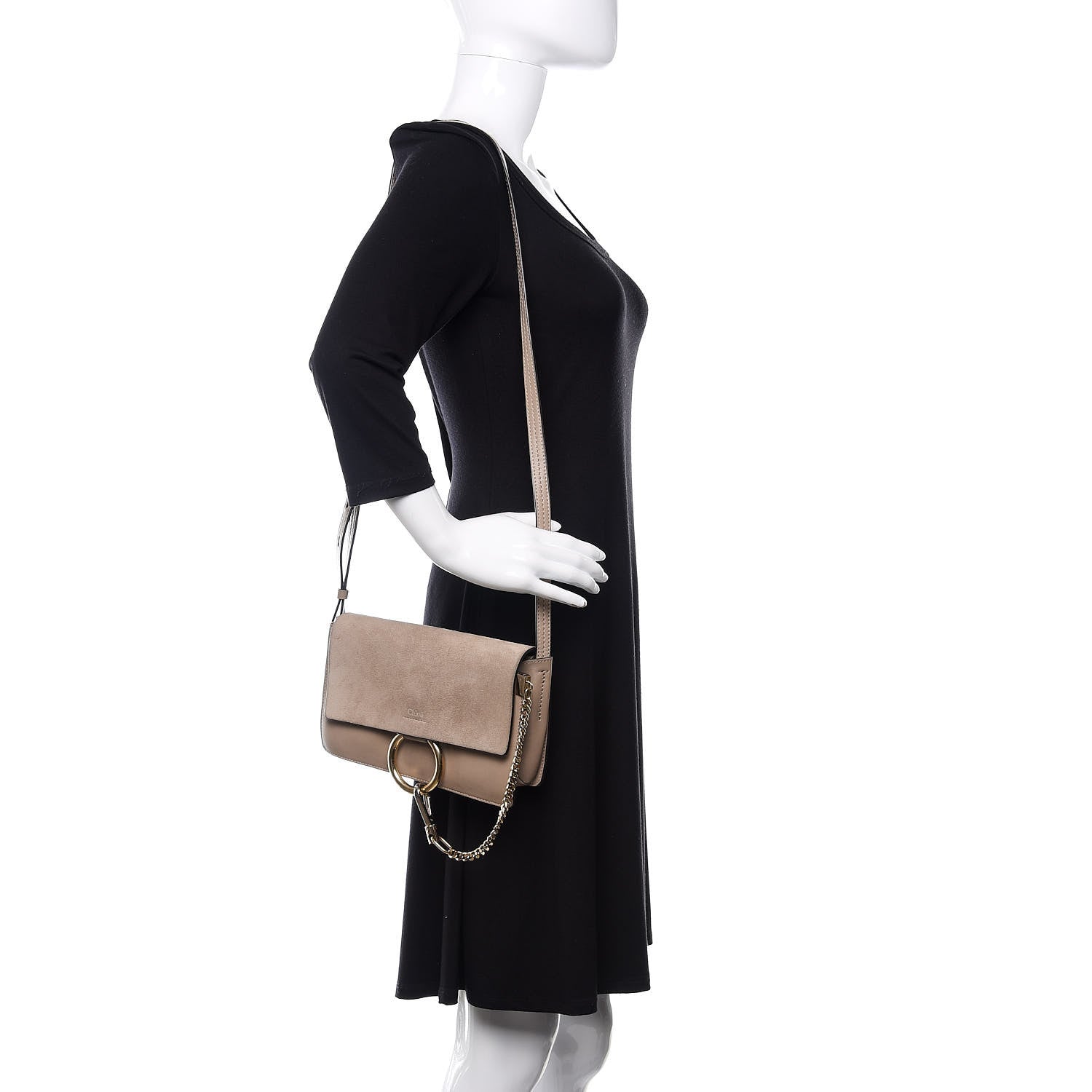 Chloe Suede Calfskin Small Faye Shoulder Bag Motty Grey 2 of 13