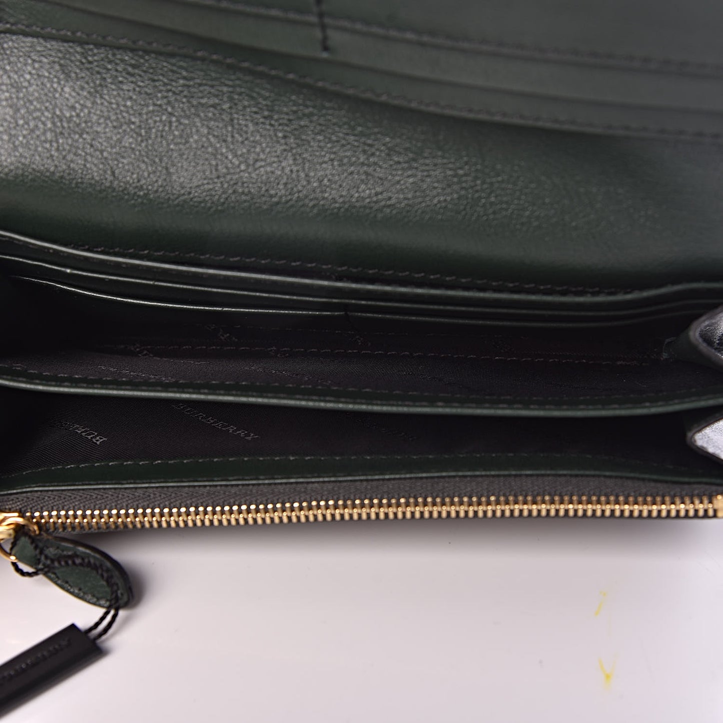 Grainy Calfskin House Check Porter Continental Wallet Dark Bottle Green