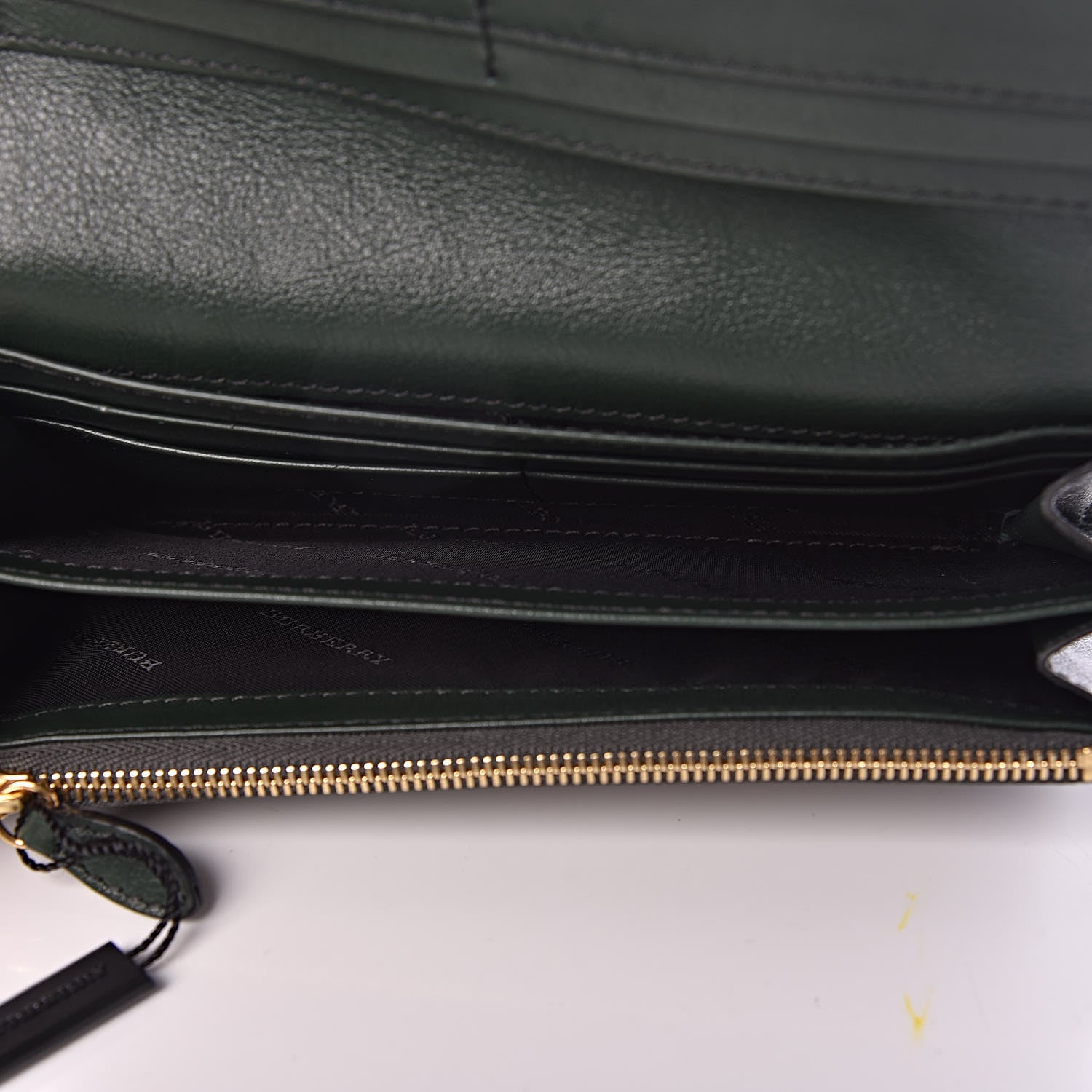 Burberry Grainy Calfskin House Check Porter Continental Wallet Dark Bottle Green 5 of 8
