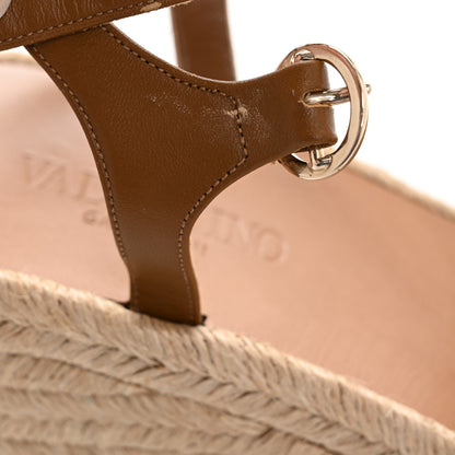 Valentino Garavani Suede Calfskin Tropical Bow Espadrille Platform Wedge Sandals 36 Brown 10 of 10