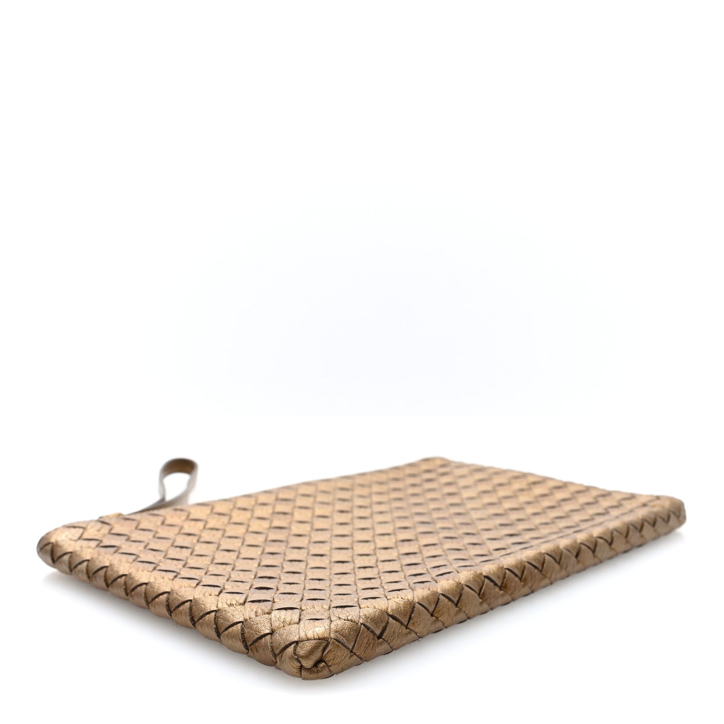 Nappa Intrecciato Zip Pouch Gold
