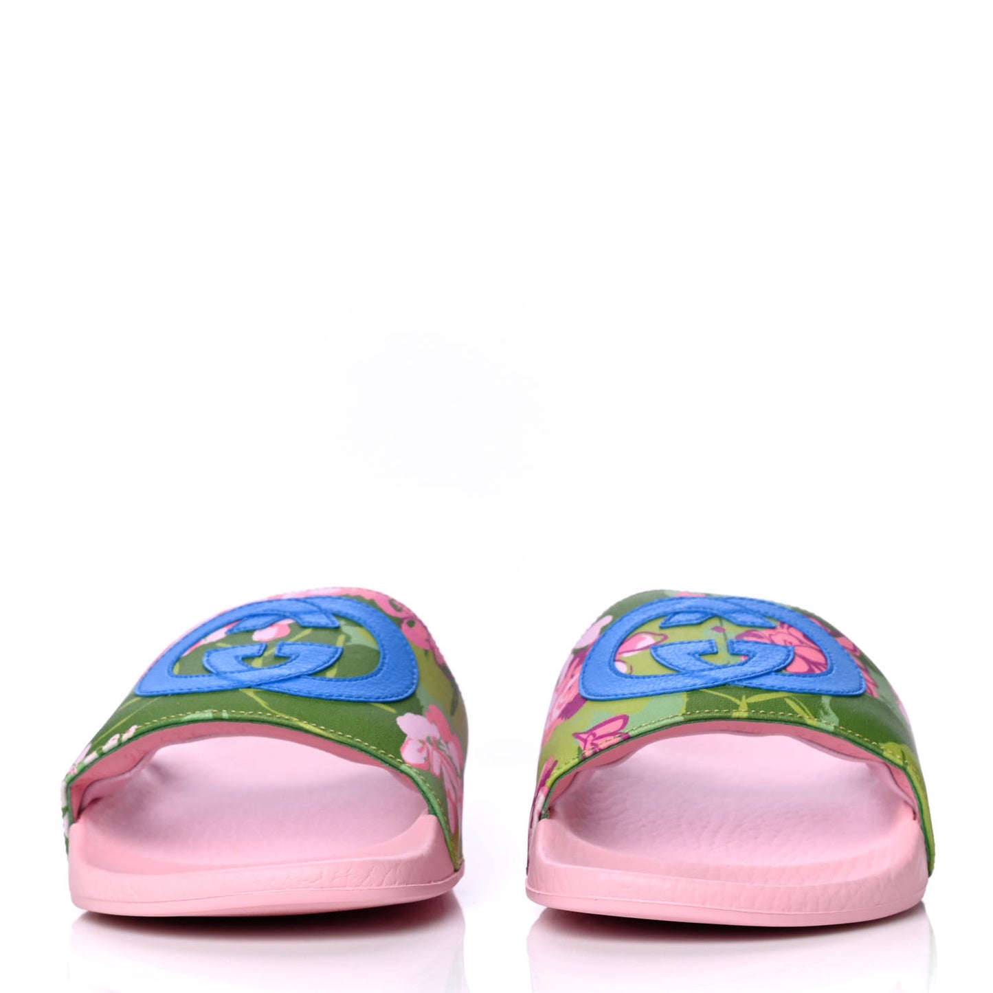 X KEN SCOTT Rubber Infinity Zia Interlocking G Womens Pool Slide Sandals 36 Green Lilac Bright Splash