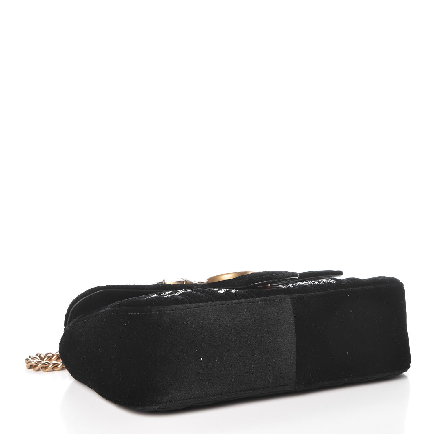 Gucci Velvet Matelasse Marquise Crystals Embroidered Small GG Marmont Shoulder Bag Black 4 of 7
