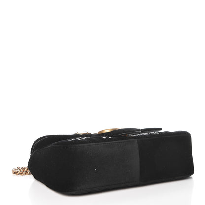 Gucci Velvet Matelasse Marquise Crystals Embroidered Small GG Marmont Shoulder Bag Black 4 of 7