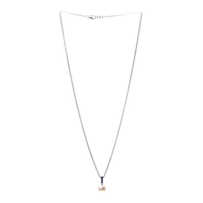 Mikimoto 18K White Gold Blue Sapphire Akoya Pearl 8mm Morning Dew Pendant Necklace 3 of 7