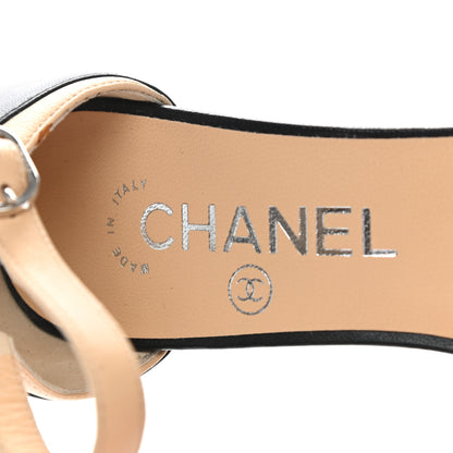 Chanel Lambskin Cap Toe CC Pumps 37 Beige Black 7 of 12
