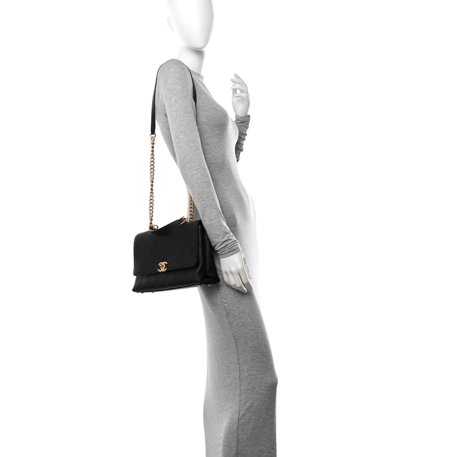 Chanel Grained Calfskin Stitched Flap Black 2 of 12