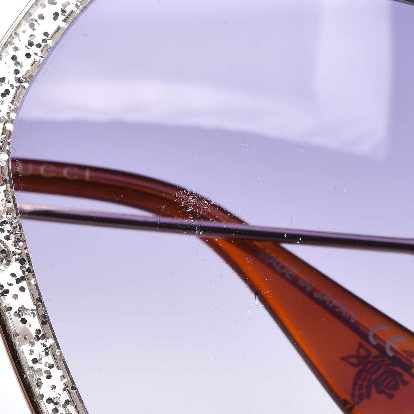 Glitter Acetate Oversize Square Frame Sunglasses GG0106S Gold