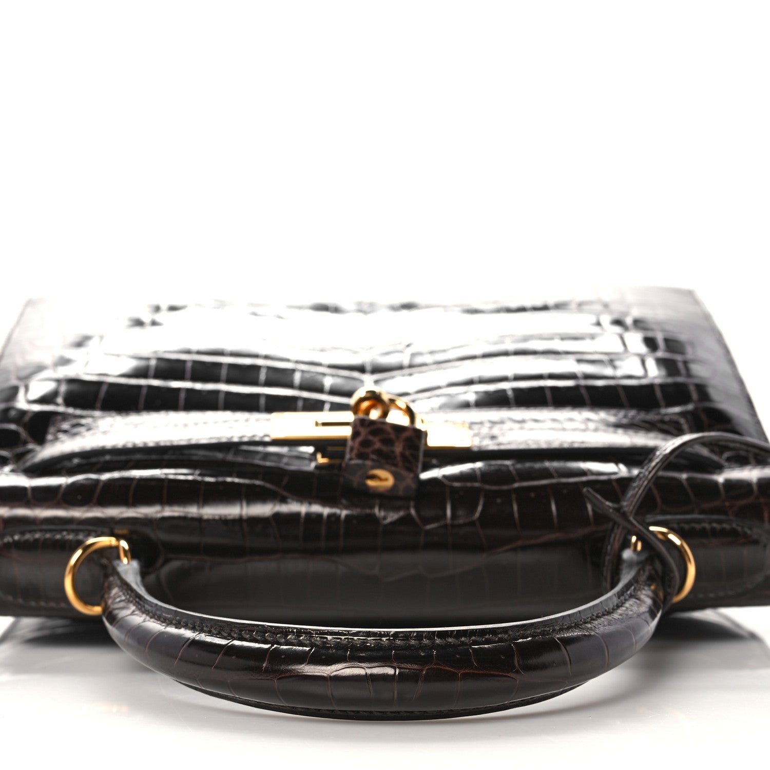 Hermes Shiny Niloticus Crocodile Kelly Sellier 28 Macassar 15 of 38