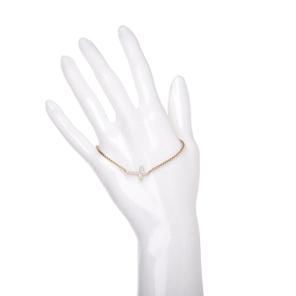 David Yurman 18K Yellow Gold Diamond Petite Pave Cross Chain Bracelet 2 of 5