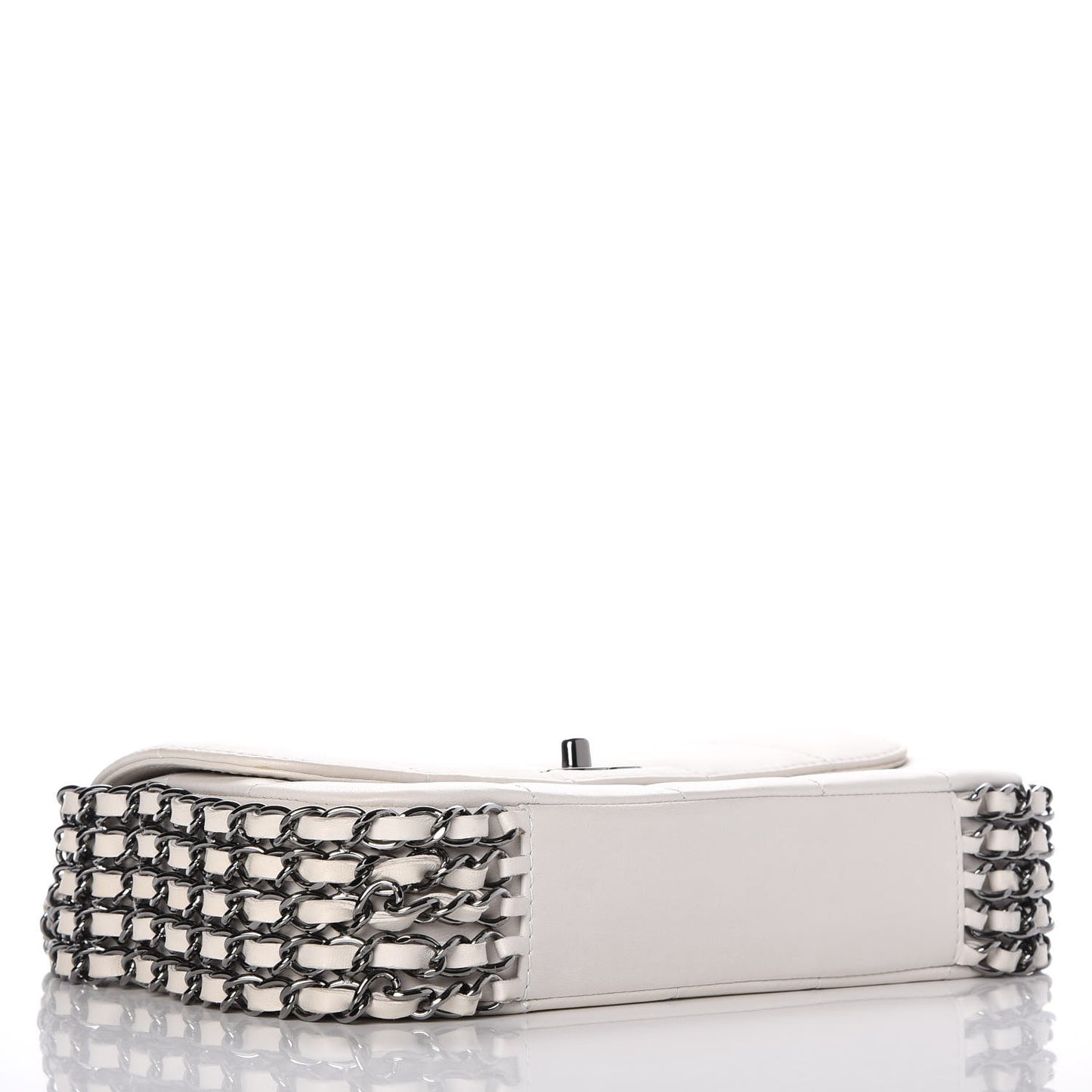 Lambskin Chocolate Bar 5 Chain Flap White