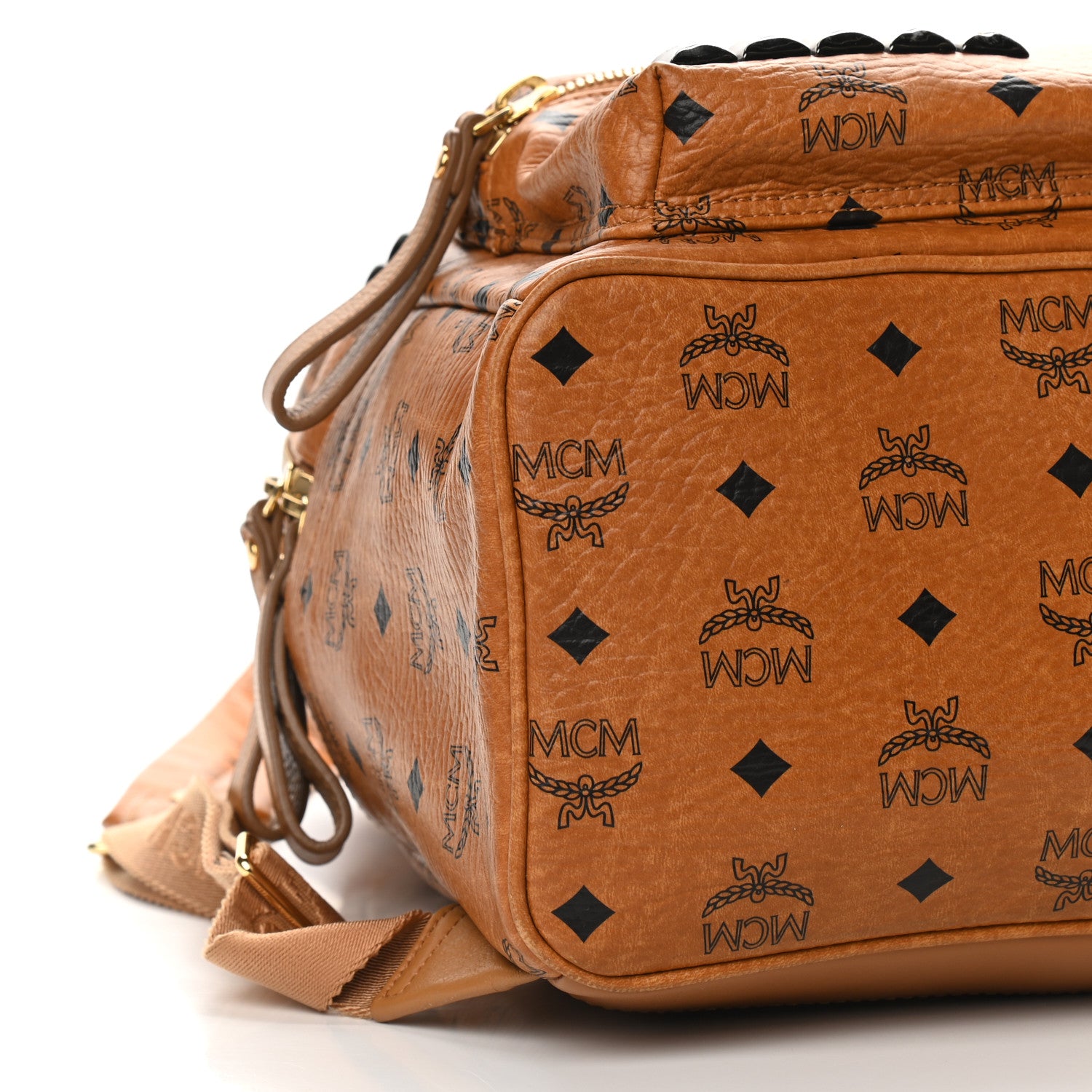 MCM Visetos Studded Medium Stark M Backpack Cognac 5 of 9