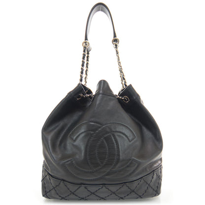 Chanel Lambskin Drawstring CC Bucket Bag Black 1 of 9
