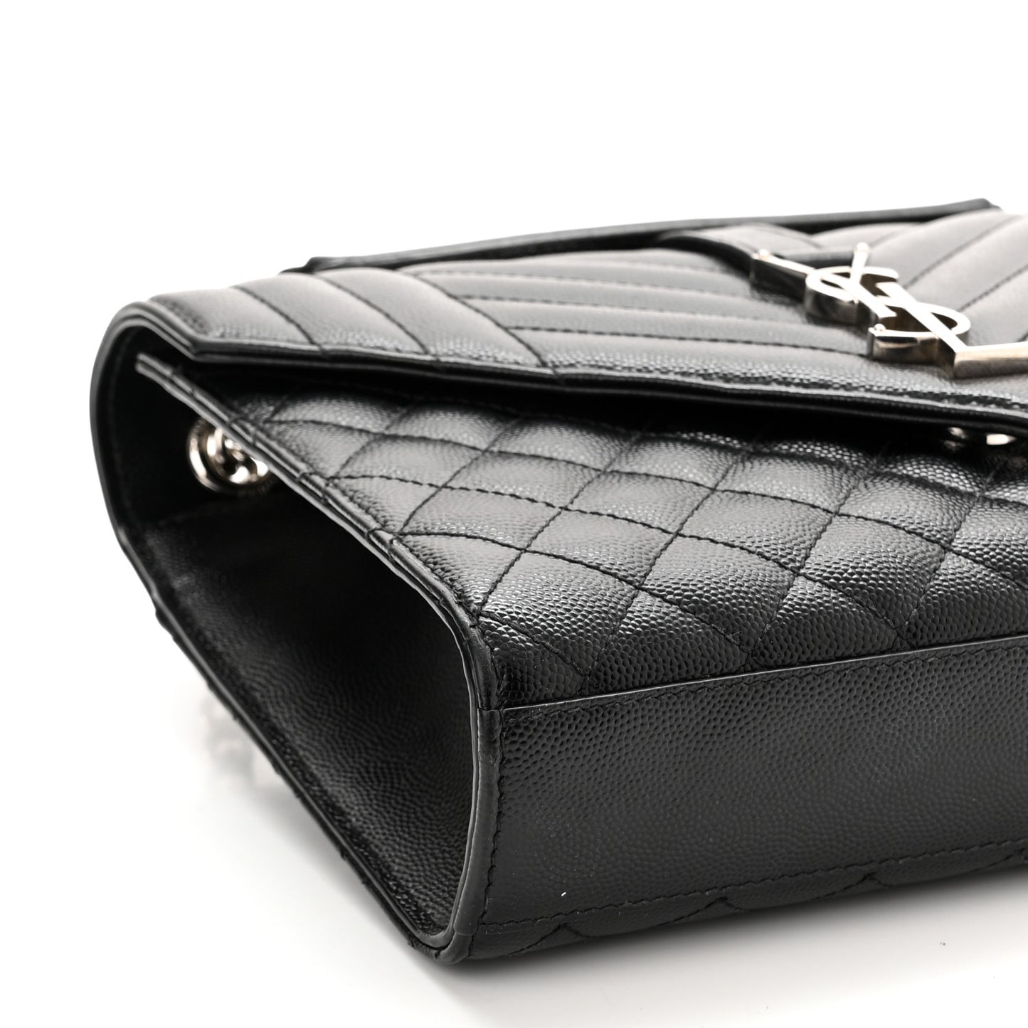 Grain De Poudre Textured Mixed Matelasse Triquilt Medium Monogram Satchel Black