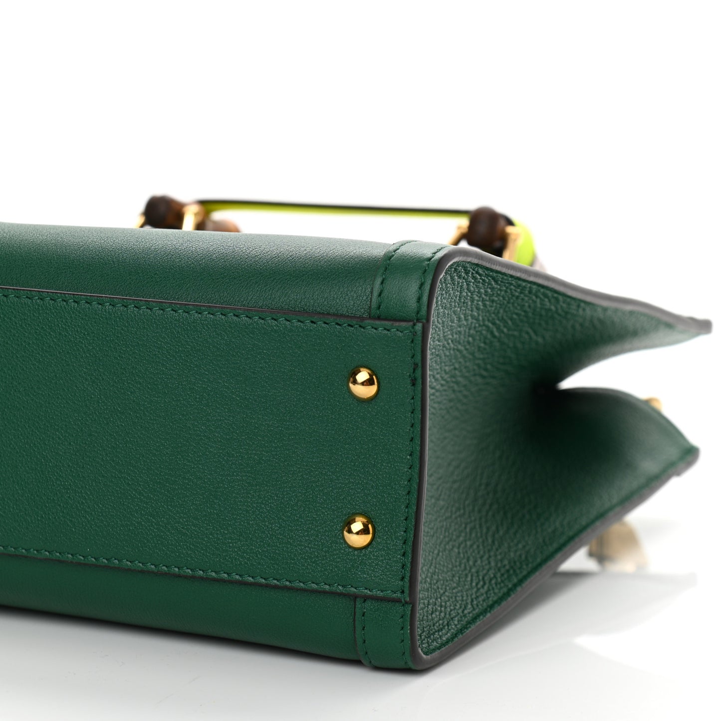 Wonka Grain Calfskin Small Diana Tote Bag Green Yellow Fluo