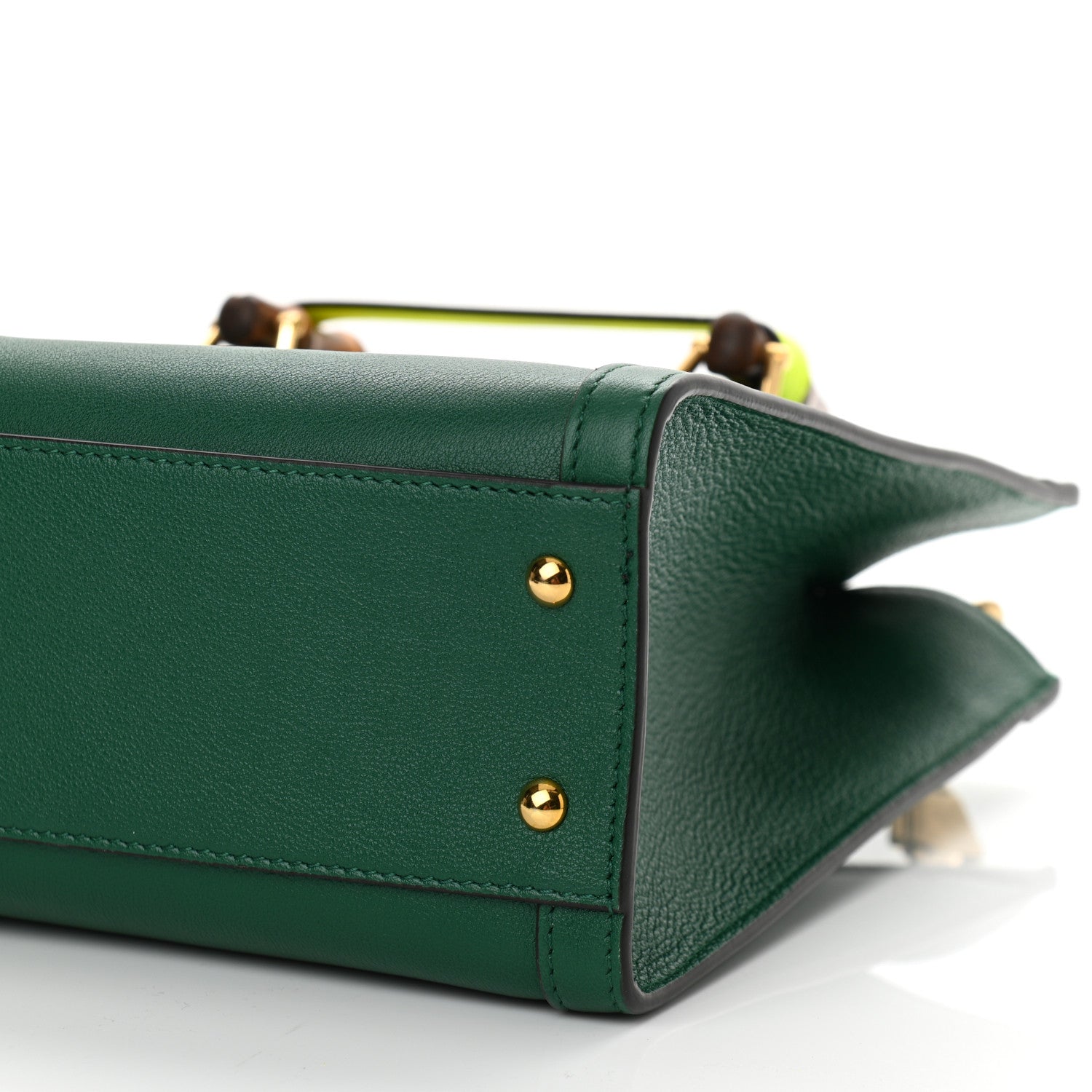 Gucci Wonka Grain Calfskin Small Diana Tote Bag Green Yellow Fluo 10 of 11