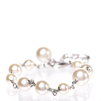 Chanel Baguette Crystal Pearl CC Bracelet Silver 3 of 6