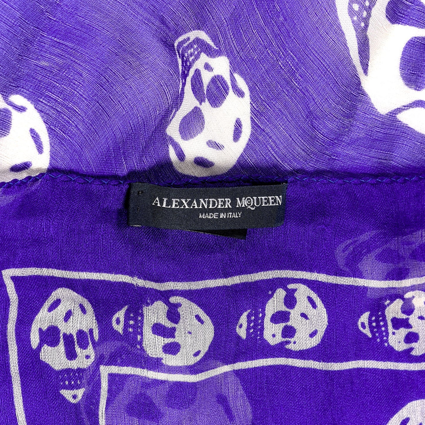 Silk Chiffon Skull Scarf Purple White
