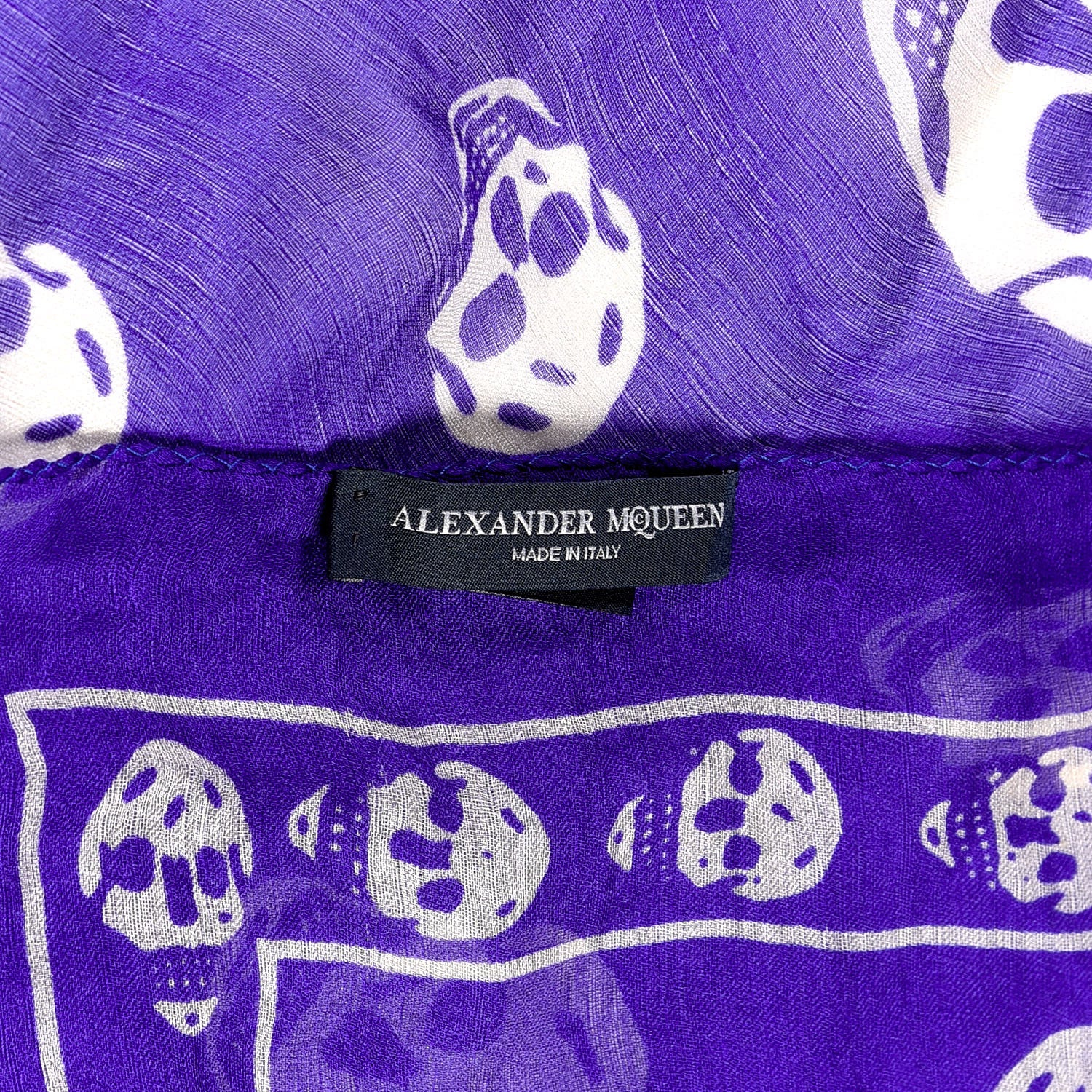 Alexander McQueen Silk Chiffon Skull Scarf Purple White 3 of 3