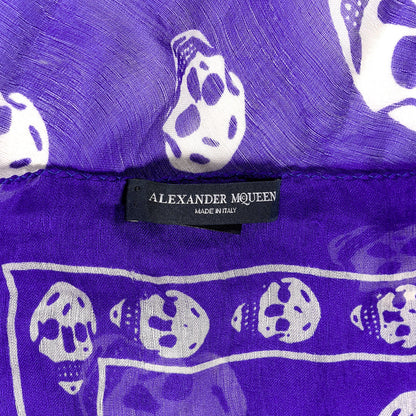 Alexander McQueen Silk Chiffon Skull Scarf Purple White 3 of 3