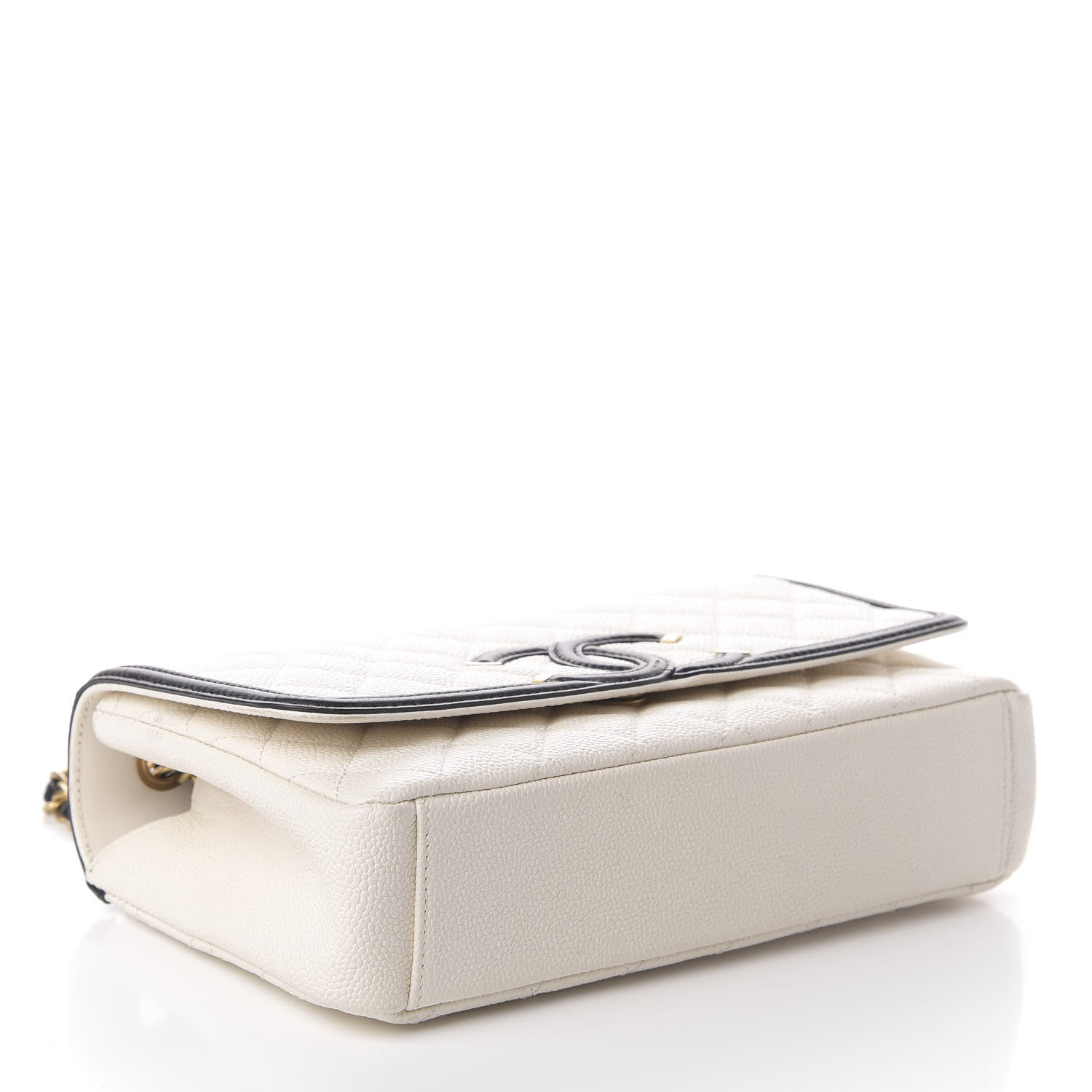 Chanel Caviar Quilted Small CC Filigree Flap White Black 4 of 10