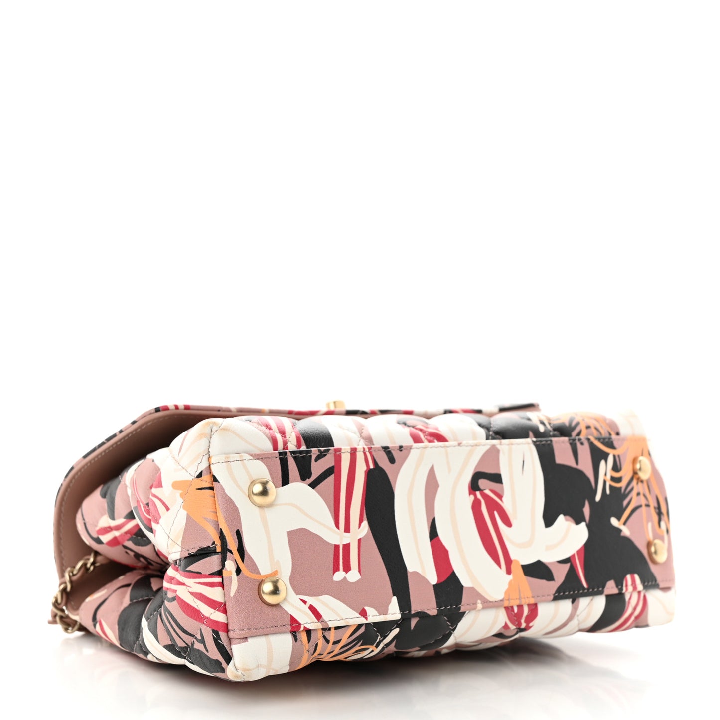 Calfskin Quilted Lily Floral Mini Coco Handle Flap Beige Black White Red