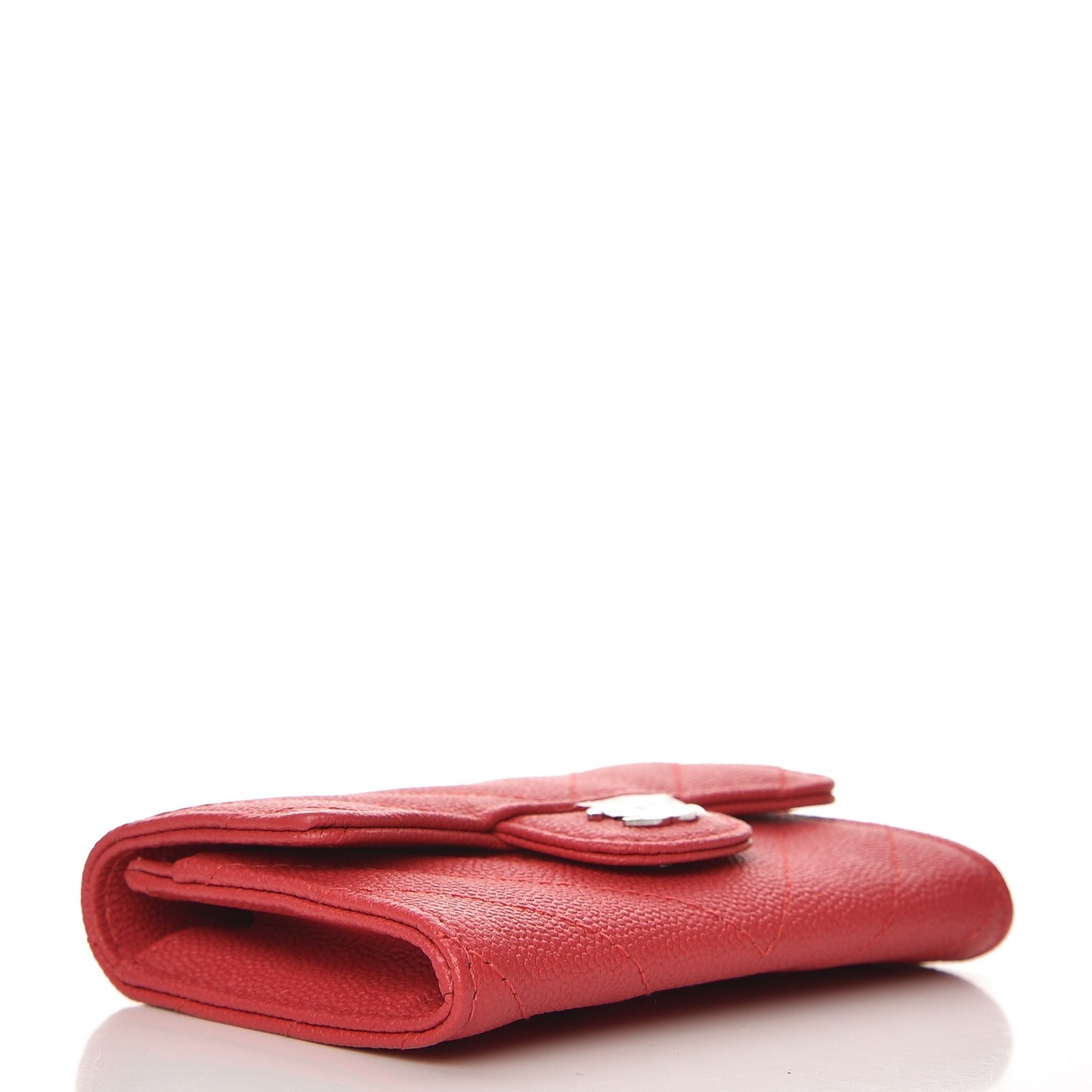 Caviar Chevron Quilted Card Holder Light Red