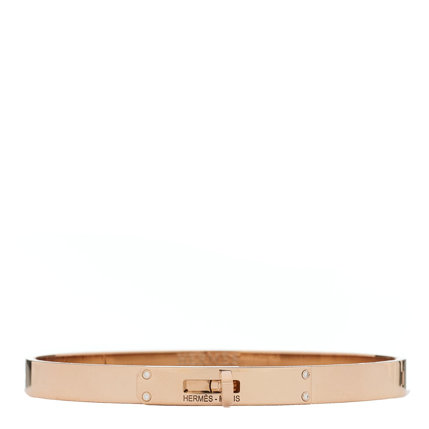 Hermes 18K Rose Gold Diamond PM Kelly Bracelet SH 1 of 4