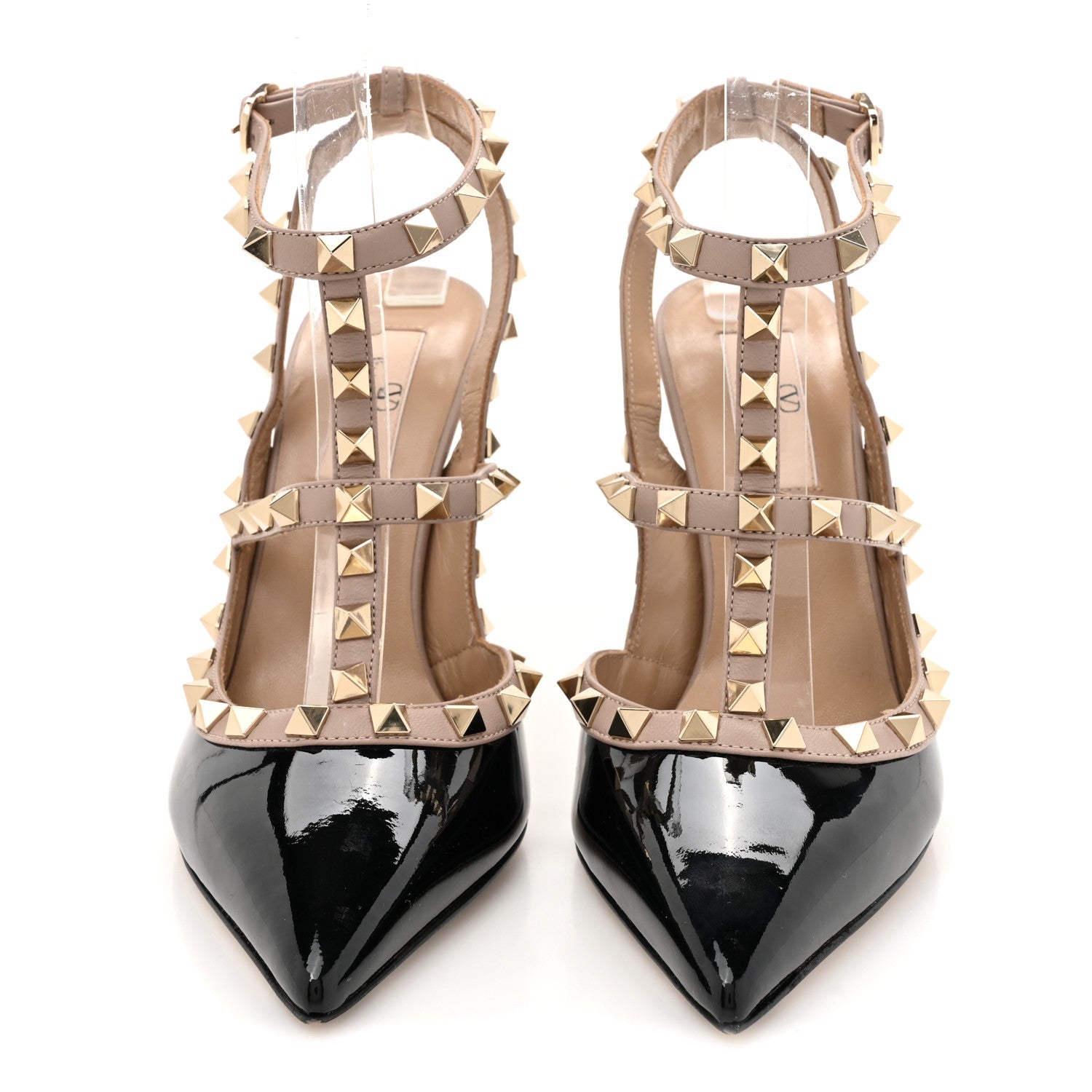 Valentino Garavani Patent Nappa Rockstud Ankle Strap 100mm Pumps 37 Black Poudre 3 of 12