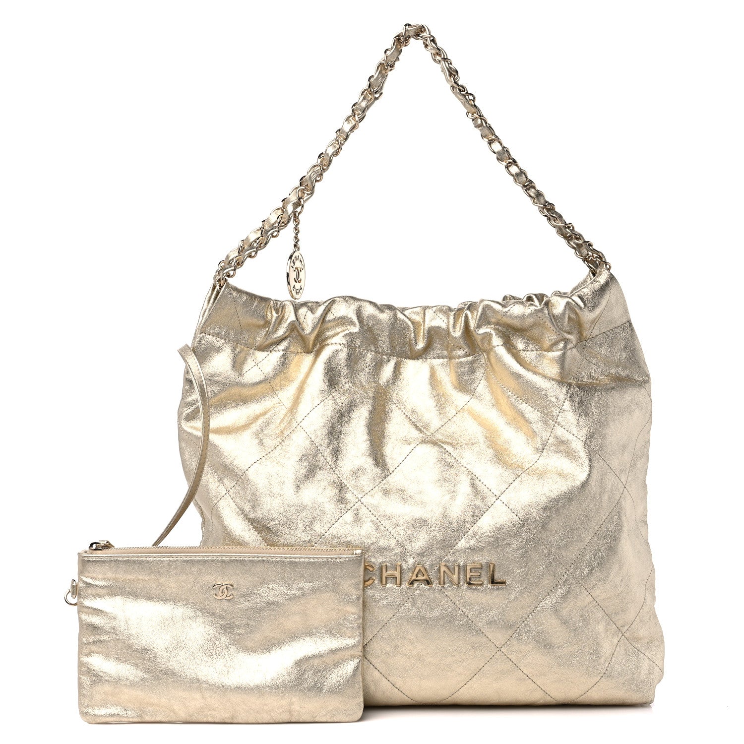 Chanel Metallic Calfskin Quilted Chanel 22 Golden 1 of 13