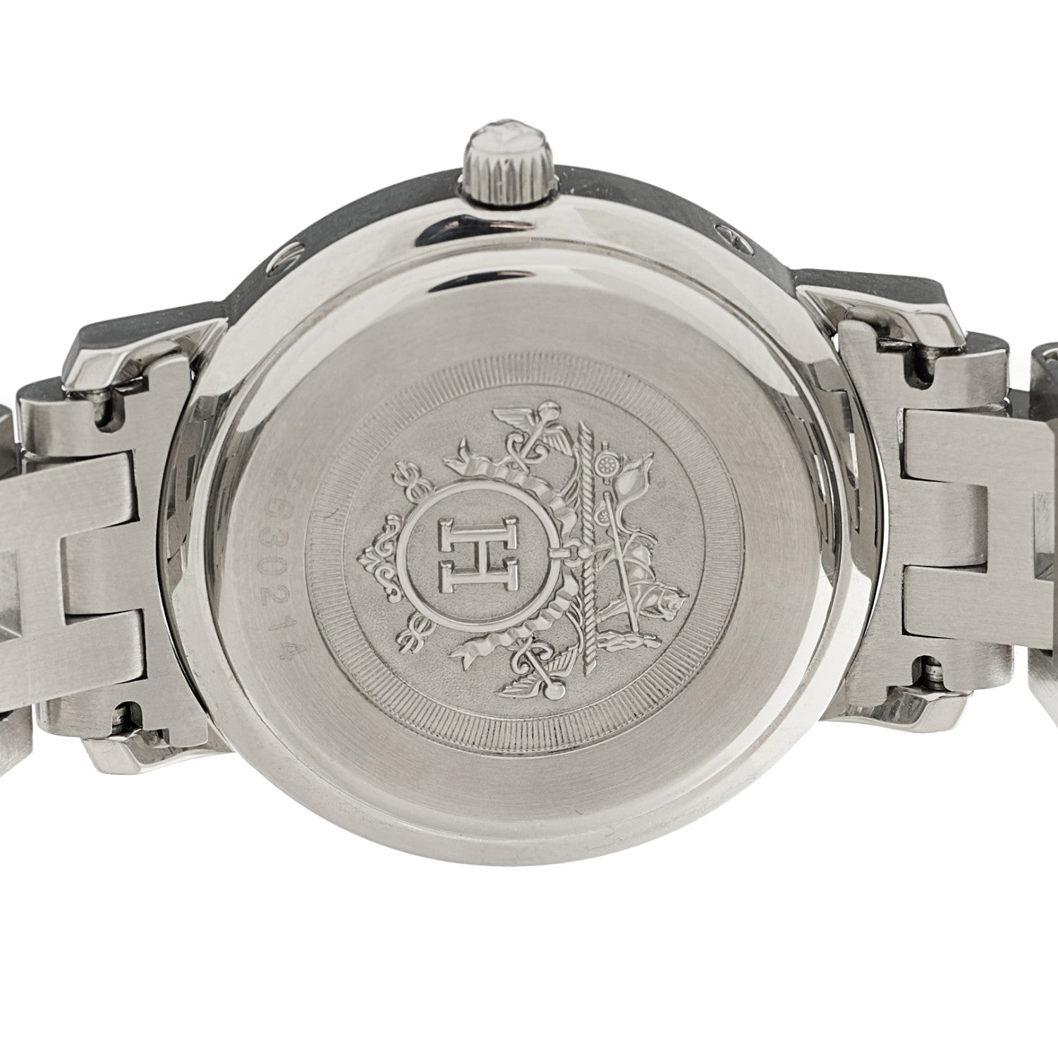 Hermes Stainless Steel Pink Sapphire Mother of Pearl 24mm Clipper Nacre Quartz Watch 4 of 4