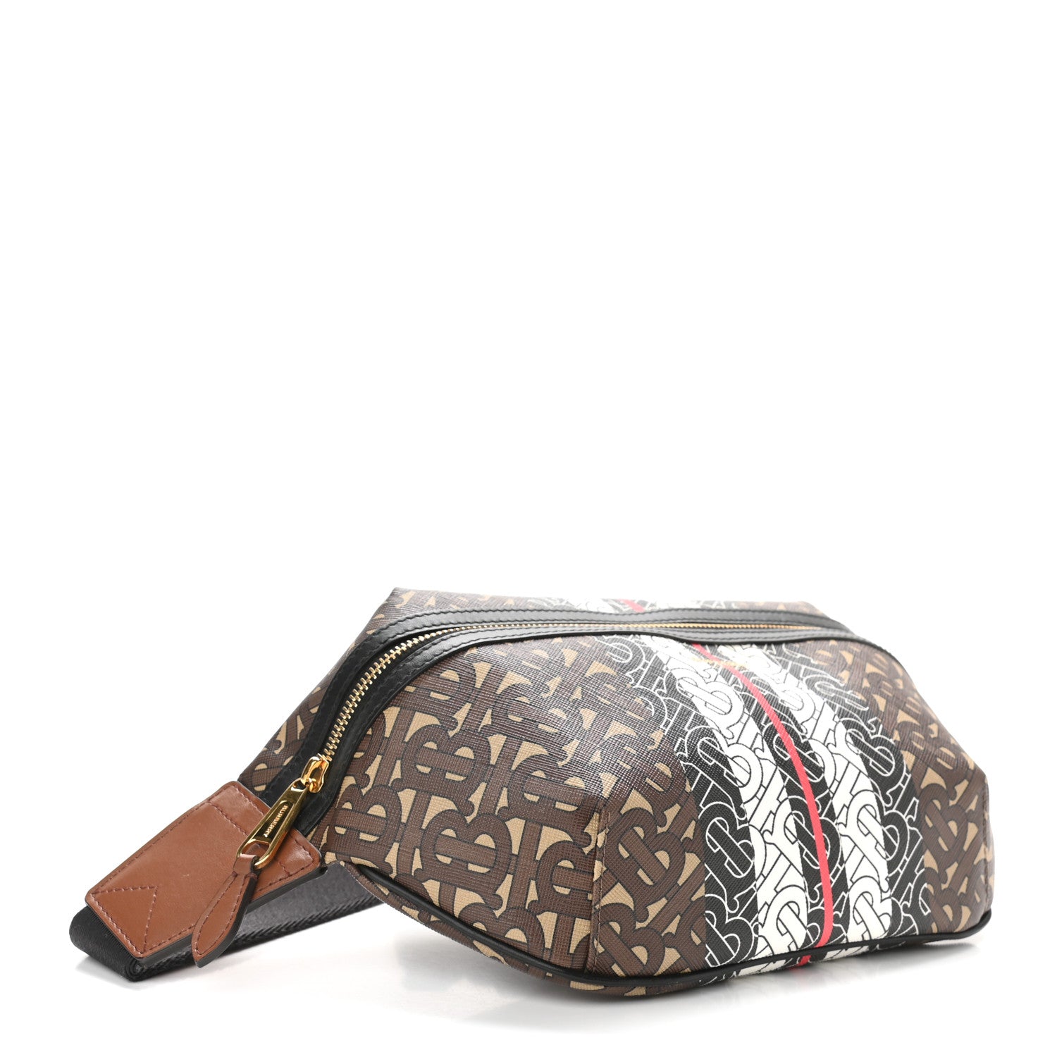 Burberry E-Canvas Monogram Stripe Medium Sonny Bum Bag Bridle Brown 4 of 9