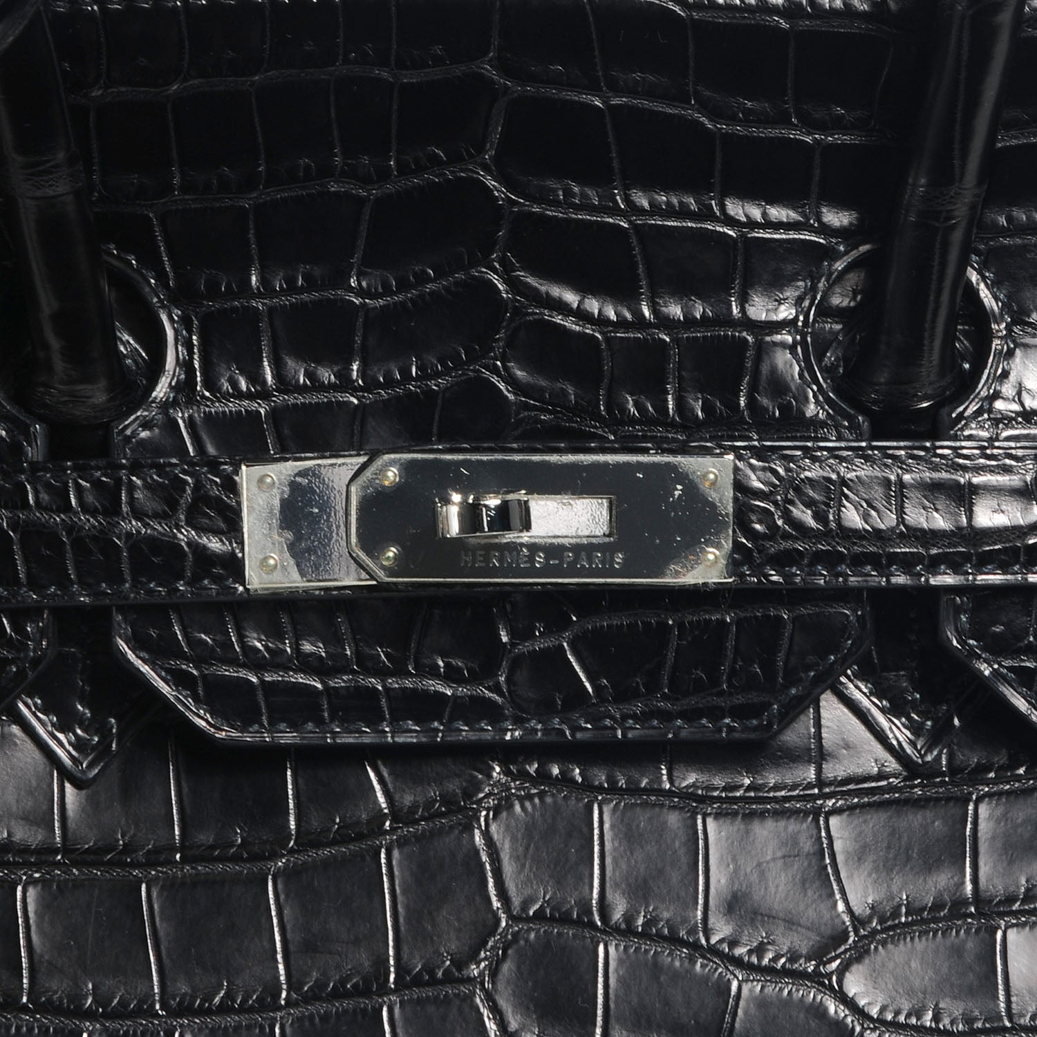 Hermes Matte Porosus Crocodile Birkin 35 Black 8 of 10