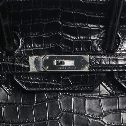 Hermes Matte Porosus Crocodile Birkin 35 Black 8 of 10