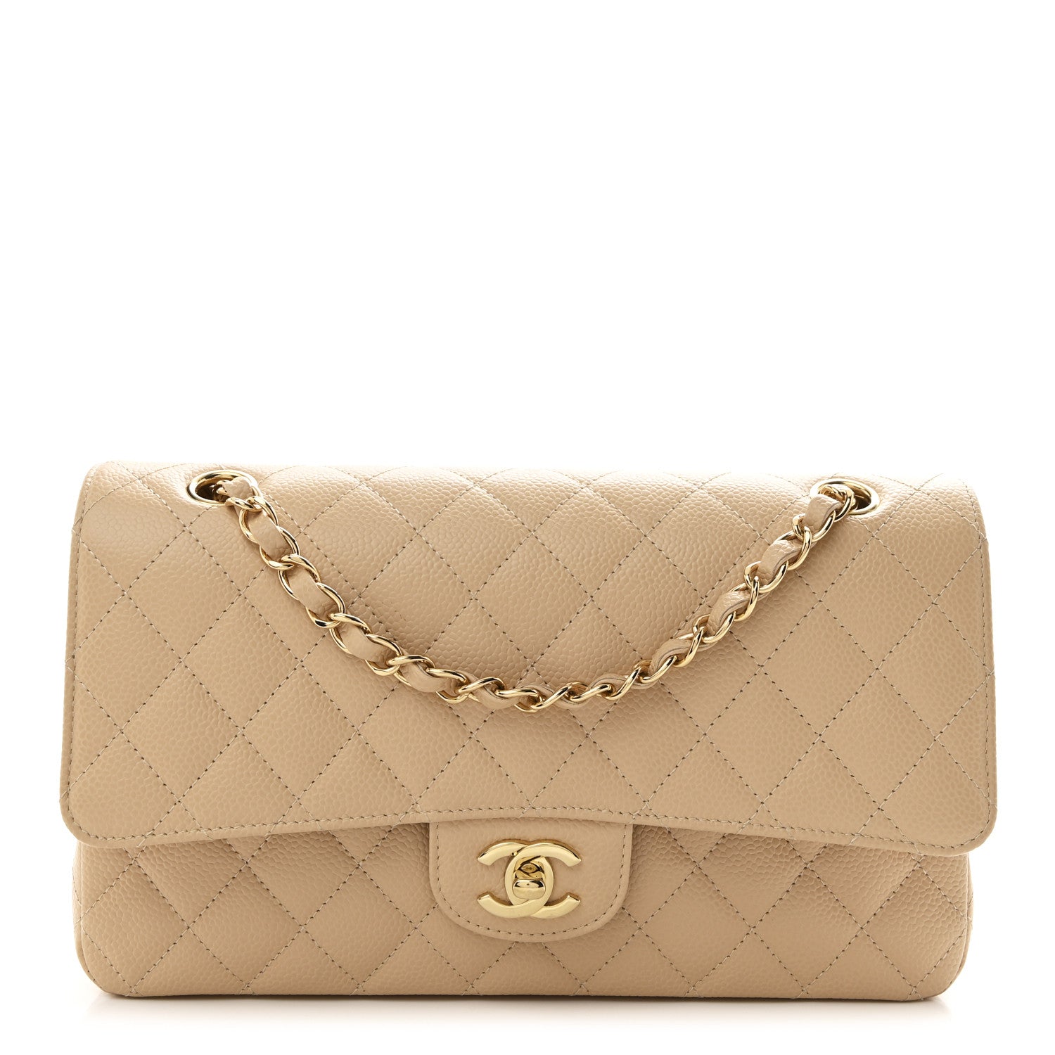Chanel Caviar Quilted Medium Double Flap Beige 1 of 10
