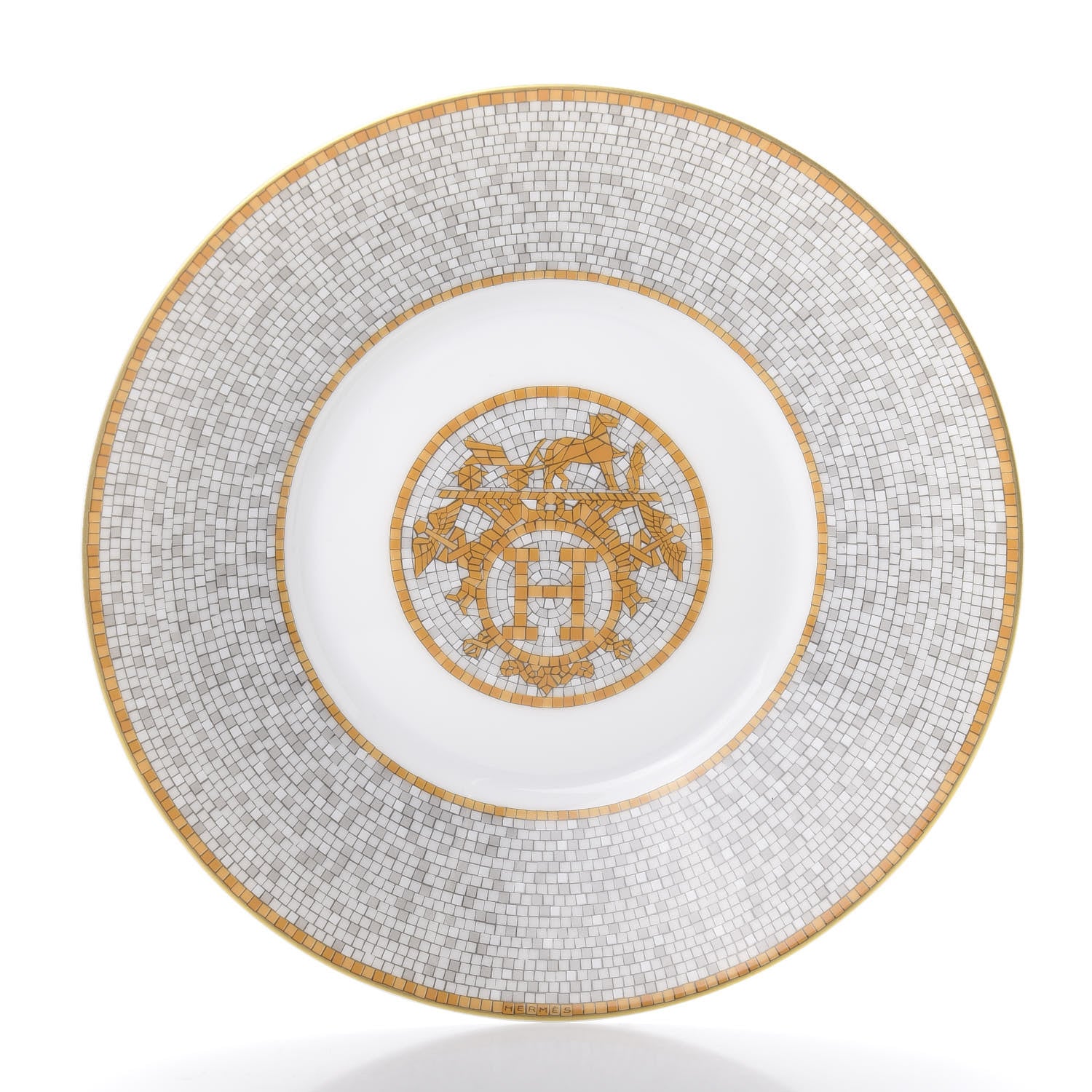 Hermes Porcelain Mosaique Au 24 Gold Breakfast Cup and Saucer 4 of 9