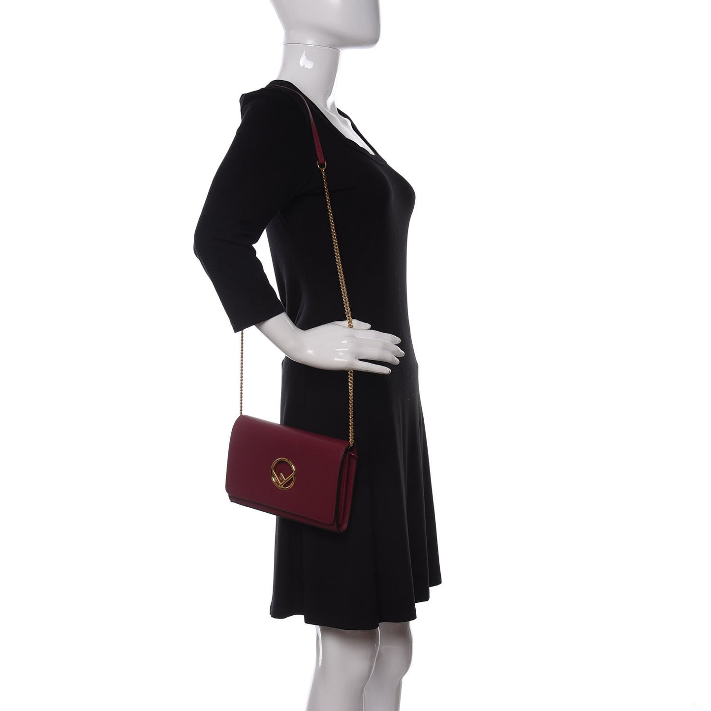 Vitello Liberty Lucido F is Fendi Wallet on Chain Black Cherry