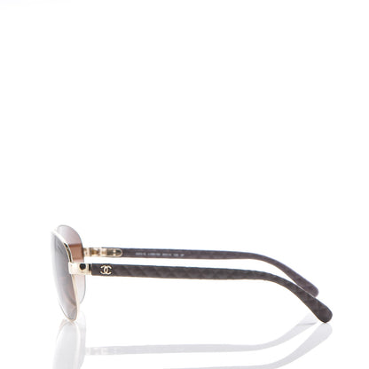 Chanel Pilot Summer Polarized Quilted Aviator Sunglasses 4204-Q Gold Brown 3 of 8