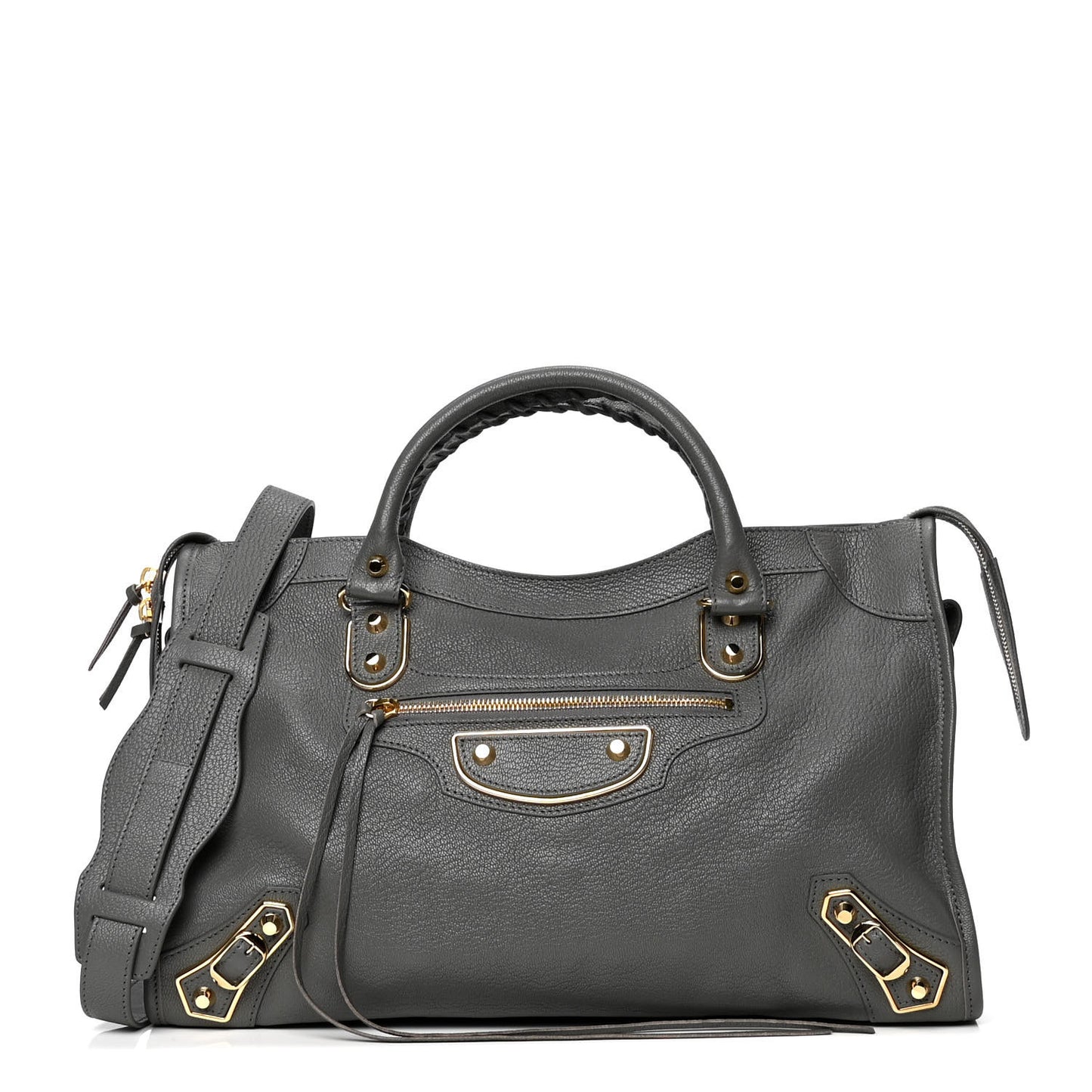 Chevre Gold Metallic Edge Hardware City Gris Acier